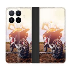 Housse Cuir Portefeuille Pour Xiaomi 17T Pro Moto Cross Soleil