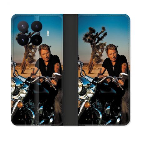 Housse Cuir Portefeuille Pour Xiaomi 17T Pro Musique Johnny Hallyday Moto