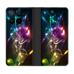Housse Cuir Portefeuille Pour Xiaomi 17T Pro Musique Partition Multicolore