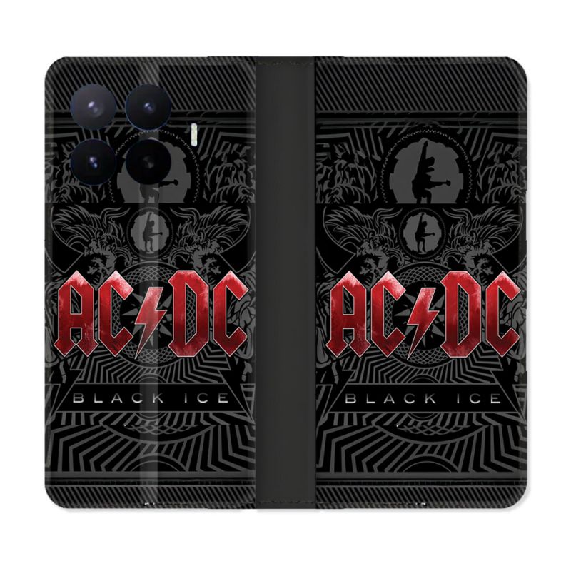 Housse Cuir Portefeuille Pour Xiaomi 17T Pro Musique Rock ACDC Rouge