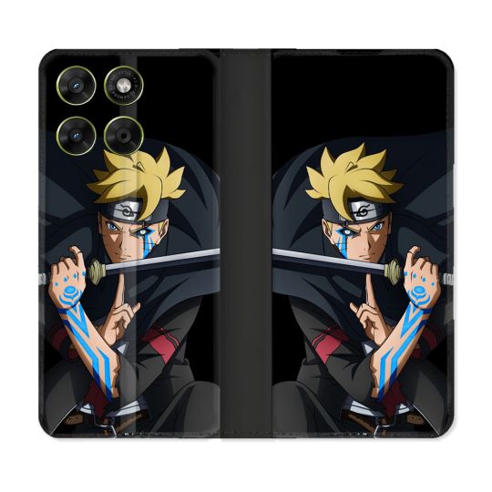 Housse Cuir Portefeuille Pour Motorola Moto G67 / G77 / G87 Manga Boruto Tatouage