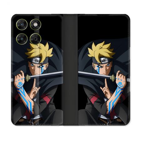 Housse Cuir Portefeuille Pour Motorola Moto G67 / G77 / G87 Manga Boruto Tatouage