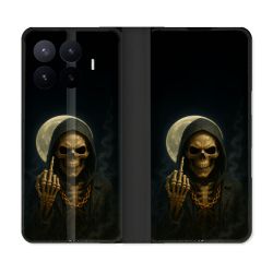 Housse Cuir Portefeuille Pour Xiaomi 17T Pro Tete de Mort Doigt 2026
