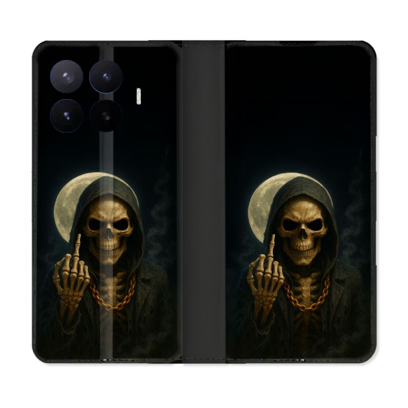 Housse Cuir Portefeuille Pour Xiaomi 17T Pro Tete de Mort Doigt 2026