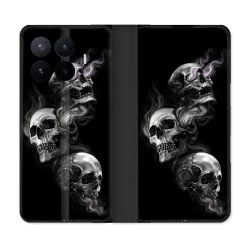 Housse Cuir Portefeuille Pour Xiaomi 17T Pro Tete de Mort Triple