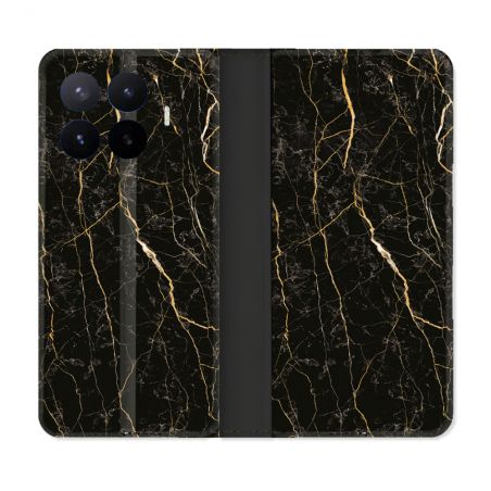 Housse Cuir Portefeuille Pour Xiaomi 17T Pro Texture Marbre Noir