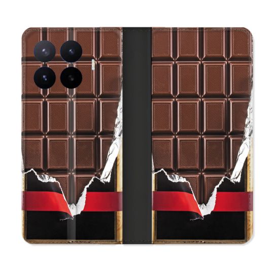 Housse Cuir Portefeuille Pour Xiaomi 17T Pro Texture Trompe Oeil Chocolat
