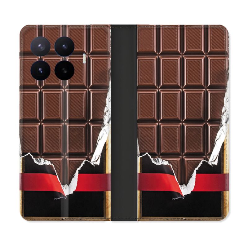 Housse Cuir Portefeuille Pour Xiaomi 17T Pro Texture Trompe Oeil Chocolat