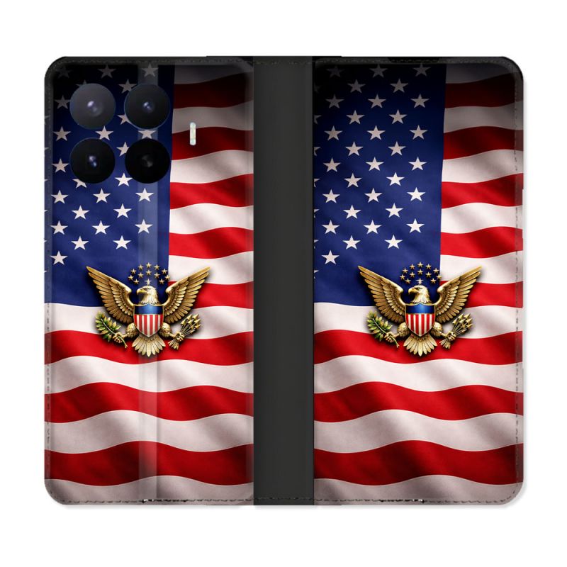 Housse Cuir Portefeuille Pour Xiaomi 17T Pro Voyage Drapeau USA Etats Unis