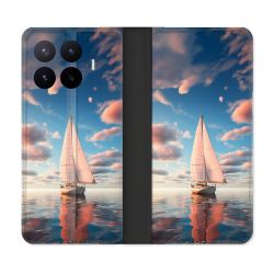 Housse Cuir Portefeuille Pour Xiaomi 17T Pro Voyage Voilier Reflet