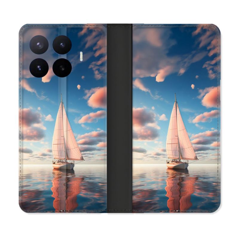 Housse Cuir Portefeuille Pour Xiaomi 17T Pro Voyage Voilier Reflet
