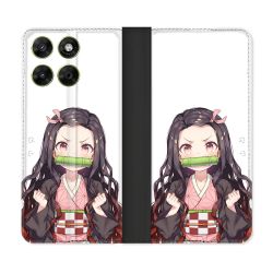 Housse Cuir Portefeuille Pour Motorola Moto G67 / G77 / G87 Manga Demon Slayer Nezuko