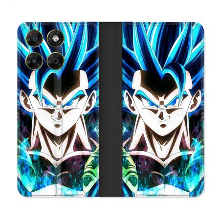 Housse Cuir Portefeuille Pour Motorola Moto G67 / G77 / G87 Manga Dragon Ball Gogeta Visage