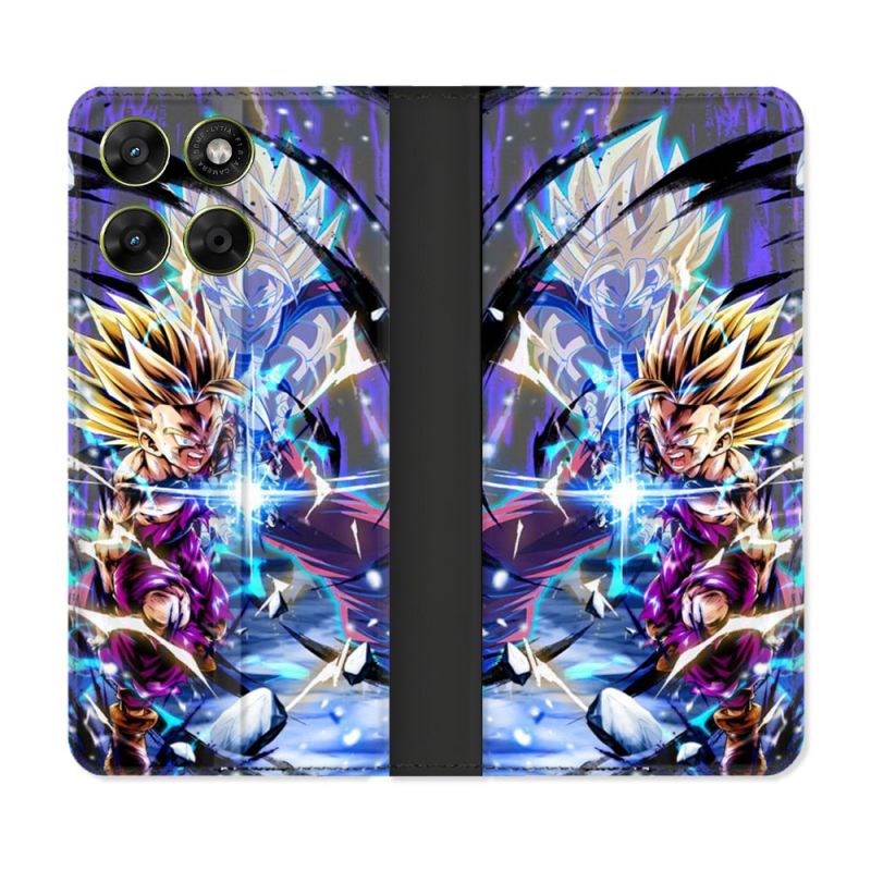 Housse Cuir Portefeuille Pour Motorola Moto G67 / G77 / G87 Manga Dragon Ball Sangohan Duo