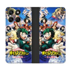 Housse Cuir Portefeuille Pour Motorola Moto G67 / G77 / G87 Manga My Hero Academia Affiche