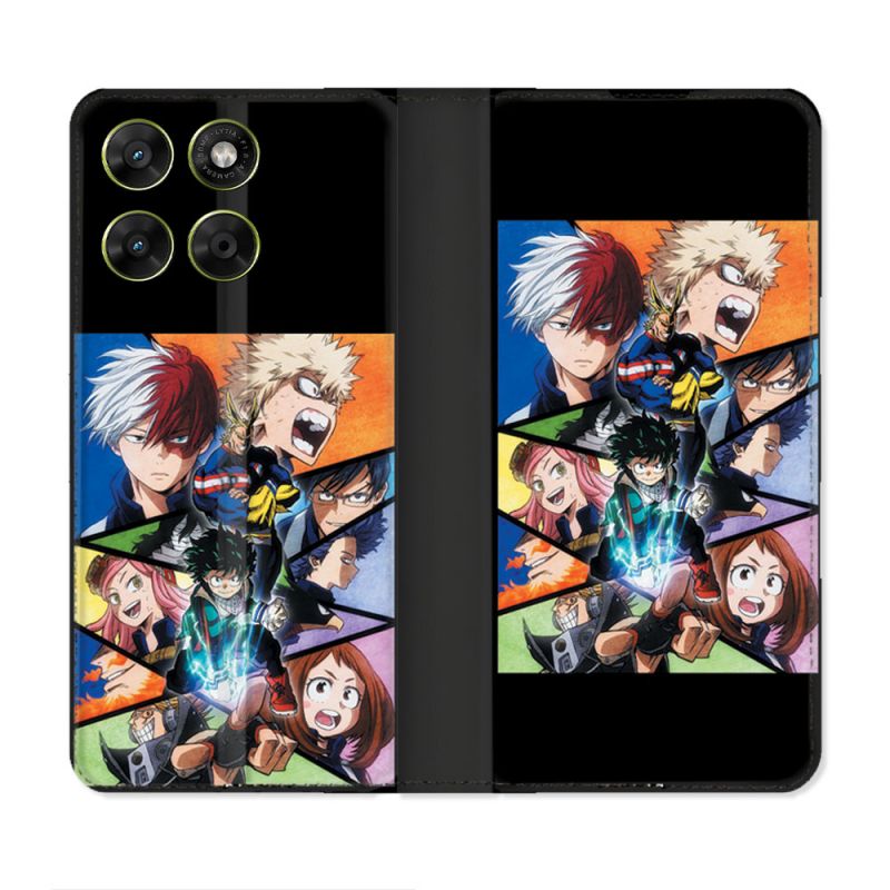 Housse Cuir Portefeuille Pour Motorola Moto G67 / G77 / G87 Manga My Hero Academia Noir