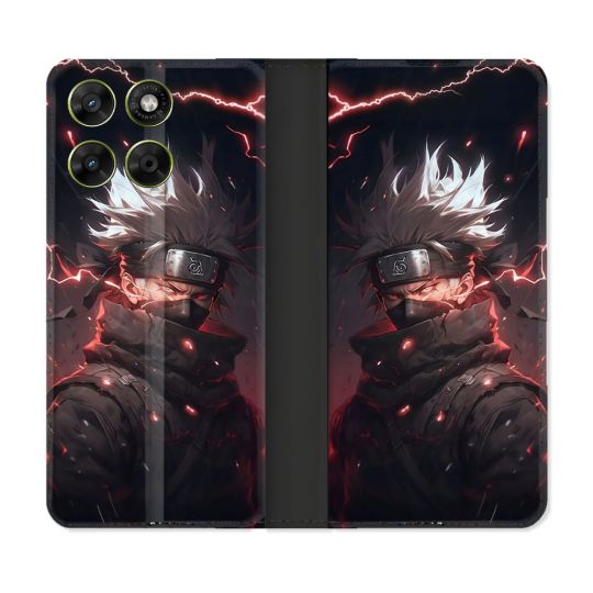 Housse Cuir Portefeuille Pour Motorola Moto G67 / G77 / G87 Manga Naruto Kakashi Dark