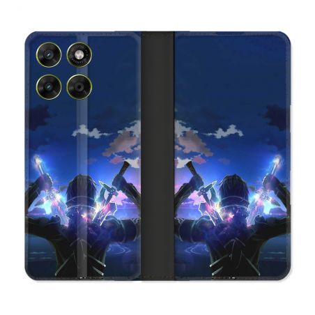 Housse Cuir Portefeuille Pour Motorola Moto G67 / G77 / G87 Manga SAO sword Art Online Epee