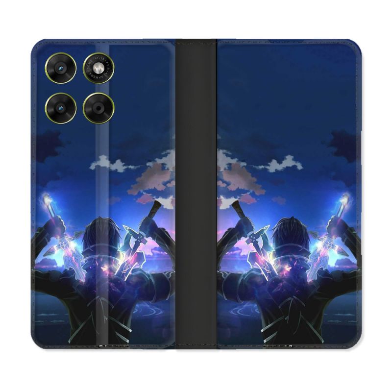 Housse Cuir Portefeuille Pour Motorola Moto G67 / G77 / G87 Manga SAO sword Art Online Epee