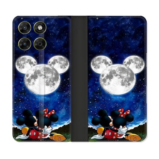 Housse Cuir Portefeuille Pour Motorola Moto G67 / G77 / G87 Mickey Minnie