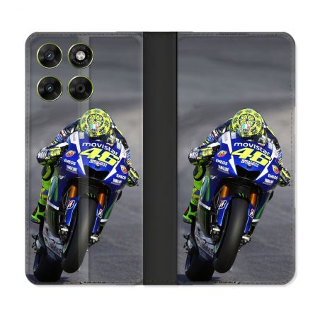 Housse Cuir Portefeuille Pour Motorola Moto G67 / G77 / G87 Moto Course GP Wheeling 46