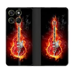 Housse Cuir Portefeuille Pour Motorola Moto G67 / G77 / G87 Musique Guitare Electrique