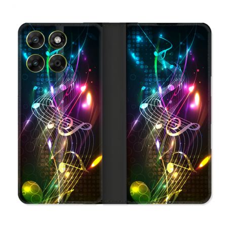 Housse Cuir Portefeuille Pour Motorola Moto G67 / G77 / G87 Musique Partition Multicolore