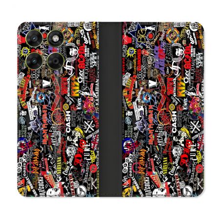 Housse Cuir Portefeuille Pour Motorola Moto G67 / G77 / G87 Musique Rock Groupe
