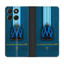 Housse Cuir Portefeuille Pour Motorola Moto G67 / G77 / G87 Olympique Marseille OM Bande