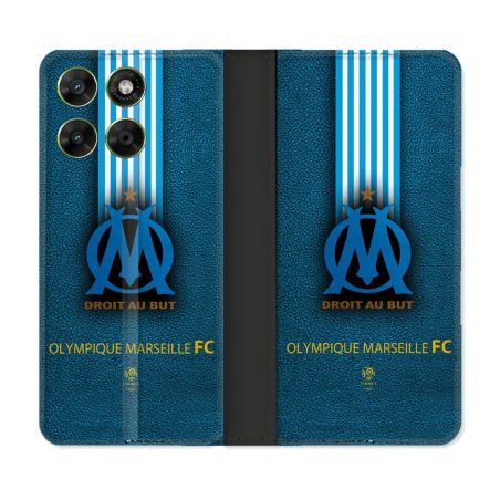 Housse Cuir Portefeuille Pour Motorola Moto G67 / G77 / G87 Olympique Marseille OM Bande