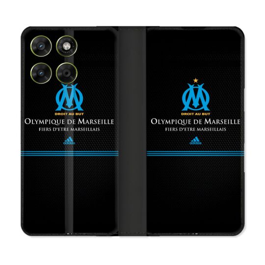 Housse Cuir Portefeuille Pour Motorola Moto G67 / G77 / G87 Olympique Marseille OM Fier etre Marseillais