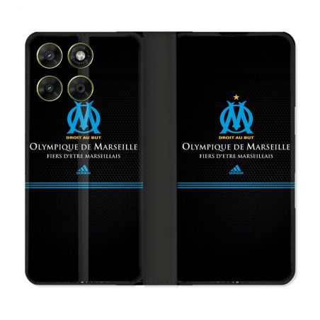 Housse Cuir Portefeuille Pour Motorola Moto G67 / G77 / G87 Olympique Marseille OM Fier etre Marseillais