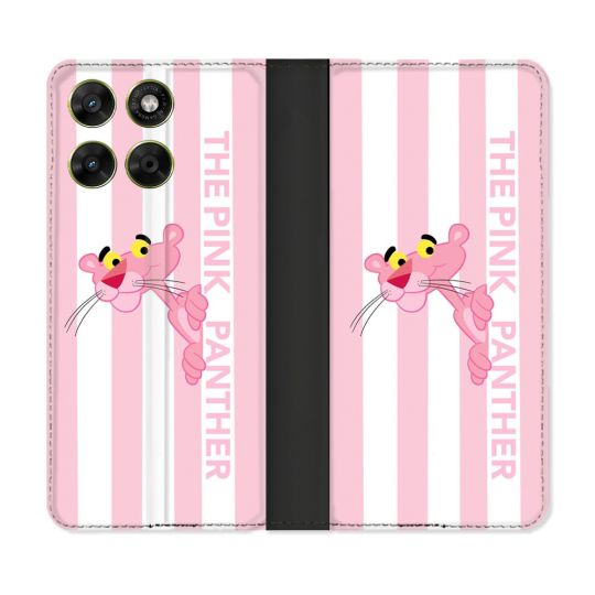 Housse Cuir Portefeuille Pour Motorola Moto G67 / G77 / G87 Panthere Rose