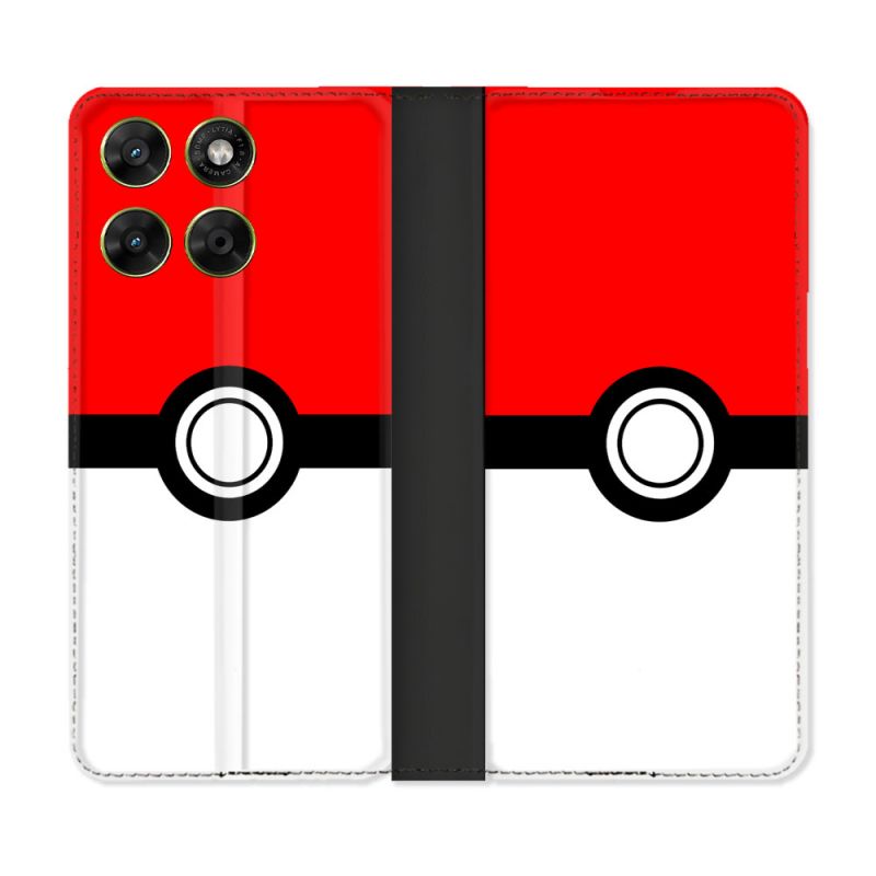 Housse Cuir Portefeuille Pour Motorola Moto G67 / G77 / G87 Pokemon Pokeball