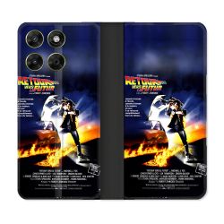 Housse Cuir Portefeuille Pour Motorola Moto G67 / G77 / G87 Retour Vers Le Futur Affiche
