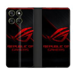 Housse Cuir Portefeuille Pour Motorola Moto G67 / G77 / G87 ROG Rouge