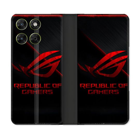 Housse Cuir Portefeuille Pour Motorola Moto G67 / G77 / G87 ROG Rouge