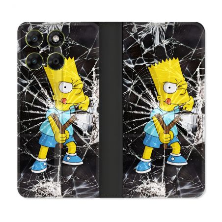 Housse Cuir Portefeuille Pour Motorola Moto G67 / G77 / G87 Simpson Bart