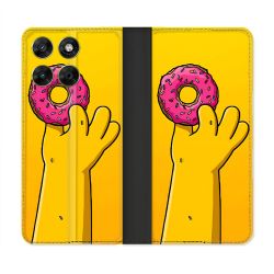 Housse Cuir Portefeuille Pour Motorola Moto G67 / G77 / G87 Simpson Donuts