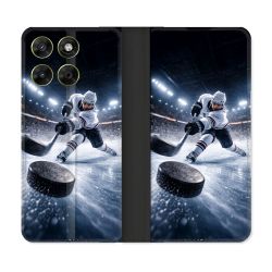 Housse Cuir Portefeuille Pour Motorola Moto G67 / G77 / G87 Sport Hockey sur Glace
