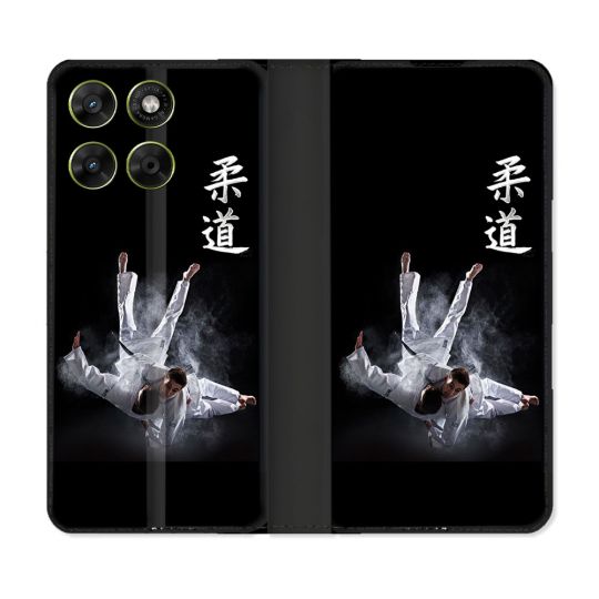 Housse Cuir Portefeuille Pour Motorola Moto G67 / G77 / G87 Sport Judo Noir