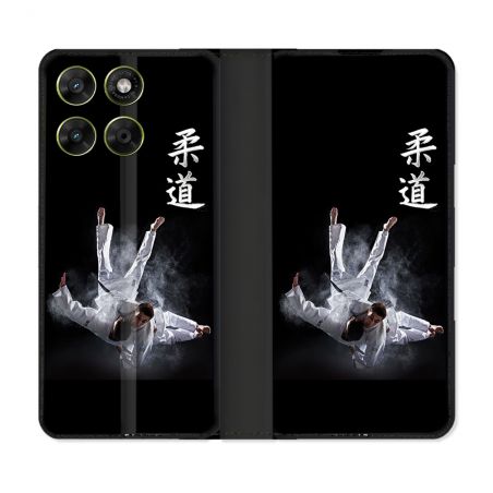 Housse Cuir Portefeuille Pour Motorola Moto G67 / G77 / G87 Sport Judo Noir