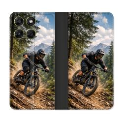 Housse Cuir Portefeuille Pour Motorola Moto G67 / G77 / G87 Sport VTT Montagne