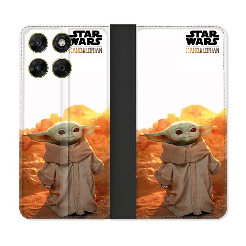 Housse Cuir Portefeuille Pour Motorola Moto G67 / G77 / G87 Star Wars - Yoda bebe soleil