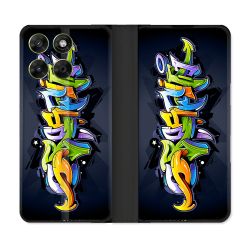 Housse Cuir Portefeuille Pour Motorola Moto G67 / G77 / G87 Street Art Graffiti