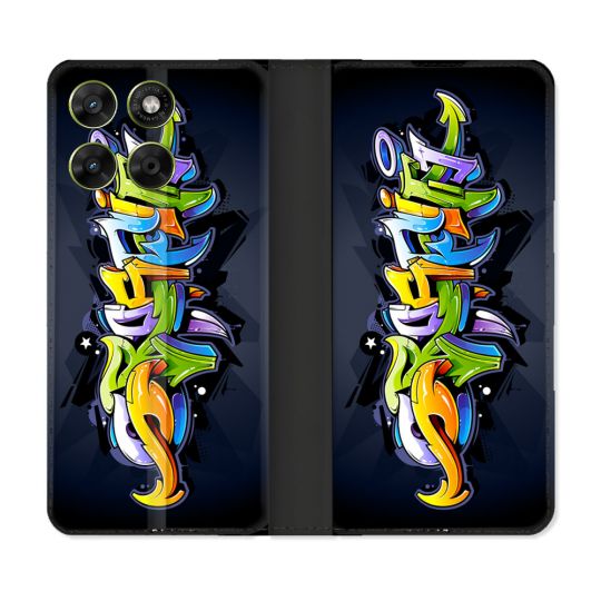 Housse Cuir Portefeuille Pour Motorola Moto G67 / G77 / G87 Street Art Graffiti