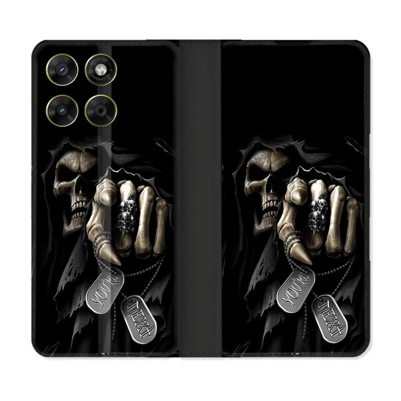 Housse Cuir Portefeuille Pour Motorola Moto G67 / G77 / G87 Tete de Mort Your Next