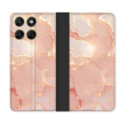 Housse Cuir Portefeuille Pour Motorola Moto G67 / G77 / G87 Texture Marbre Rose