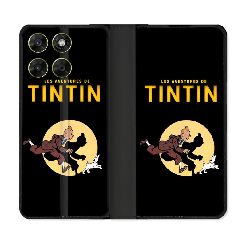 Housse Cuir Portefeuille Pour Motorola Moto G67 / G77 / G87 Tintin Classique