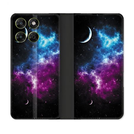 Housse Cuir Portefeuille Pour Motorola Moto G67 / G77 / G87 Univers Bleu Violet